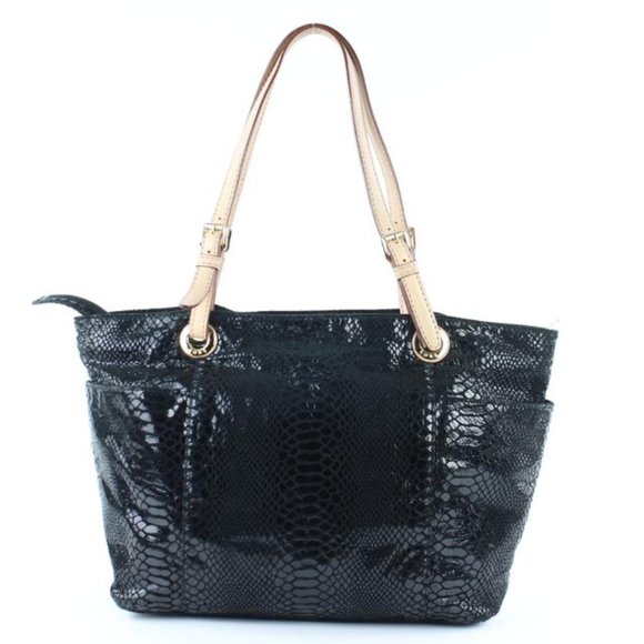 Michael Kors Black Patent Embossed Python Jet Set Tote 4MK124 - Picture 10 of 12
